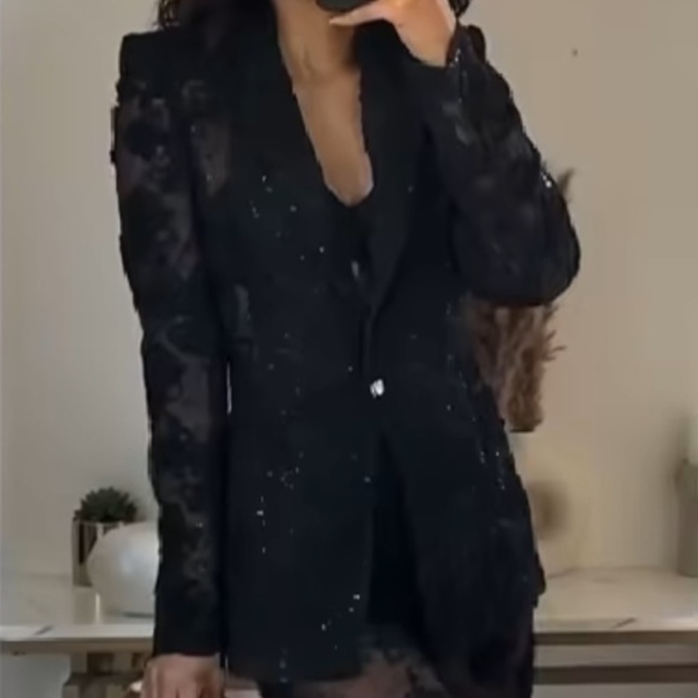 Zara Black Sequin Blazer